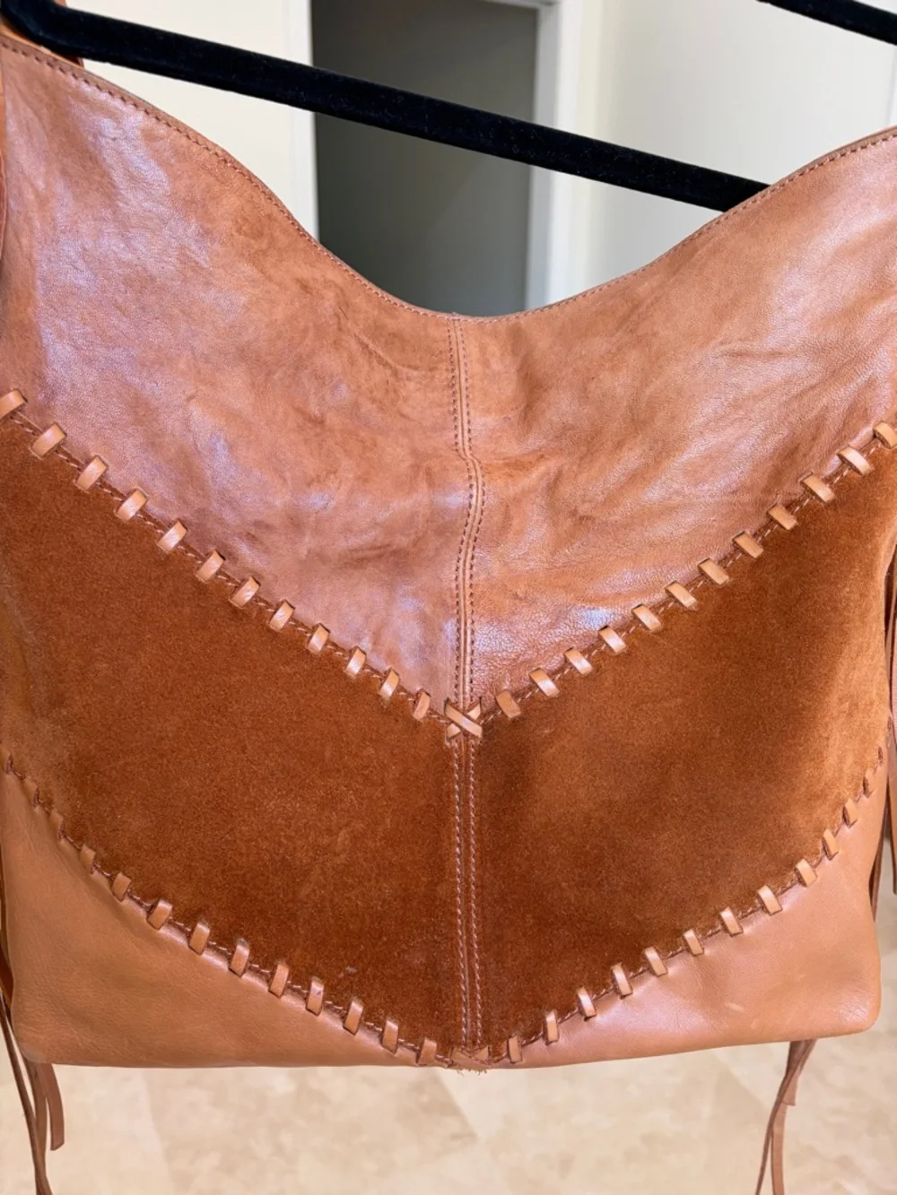 Johnny Was Suede Leather Hobo Bag